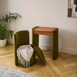 Frankie Velvet Compact Dressing Table Set with Mirror and Stool - thumbnail 2