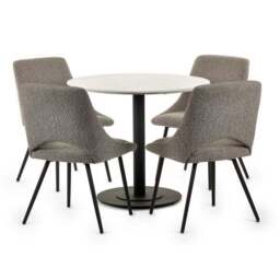 Luca 4 Seater Round Dining Table, Marble - thumbnail 3