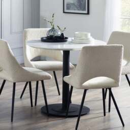 Luca 4 Seater Round Dining Table, Marble - thumbnail 1