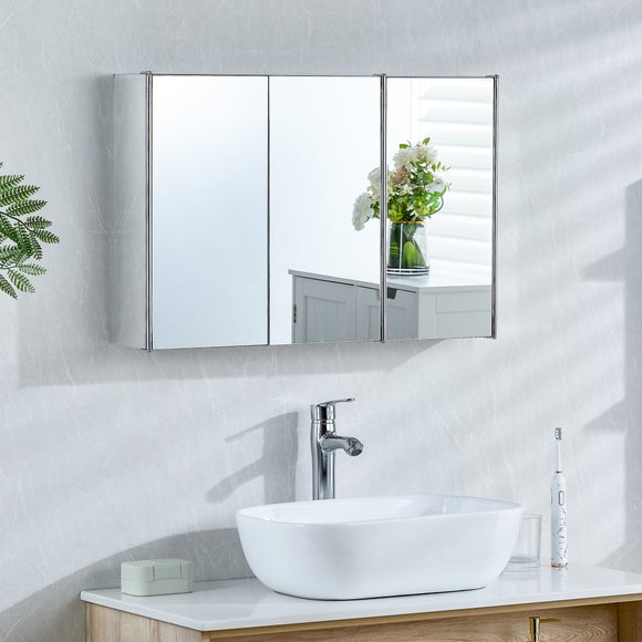 Collins Stainless Steel Mirrored Triple Cabinet - image 1