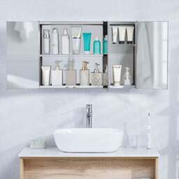 Collins Stainless Steel Mirrored Triple Cabinet - thumbnail 2