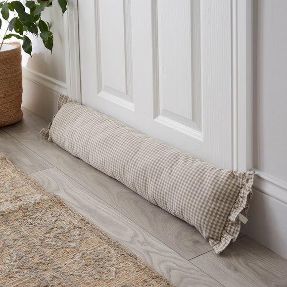 Gingham Frill Cotton Draught Excluder - image 1