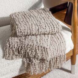 Arvo Boucle Polycotton Yarn Throw Blanket 130cm x 180cm - thumbnail 4