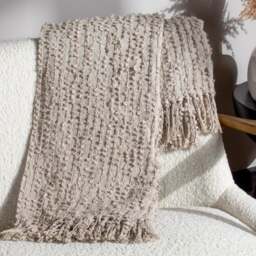 Arvo Boucle Polycotton Yarn Throw Blanket 130cm x 180cm
