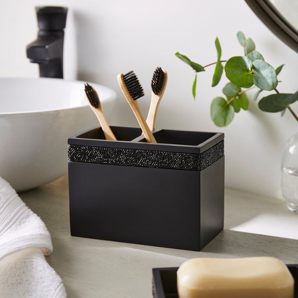 Sparkle Black Square Double Toothbrush Holder - image 1