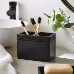 Sparkle Black Square Double Toothbrush Holder - thumbnail 1