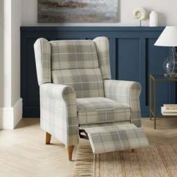 Oswald Padded Pushback Check Armchair - thumbnail 2