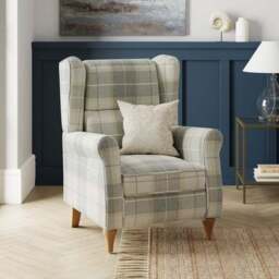 Oswald Padded Pushback Check Armchair - thumbnail 3