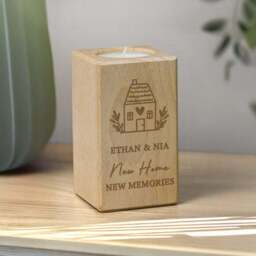 Personalised New Home Wooden Tealight Holder - thumbnail 3