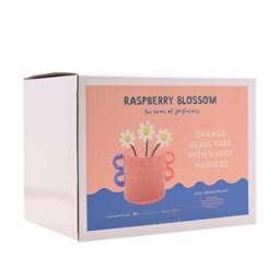 Raspberry Blossom Wavy Handled Orange Glass Vase - thumbnail 3