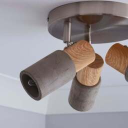 Inka Concrete Wood Effect 3 Light Semi Flush Spotlight - thumbnail 3