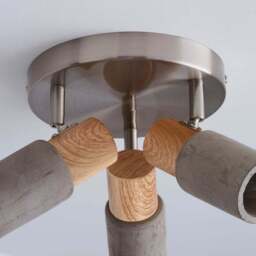 Inka Concrete Wood Effect 3 Light Semi Flush Spotlight - thumbnail 4