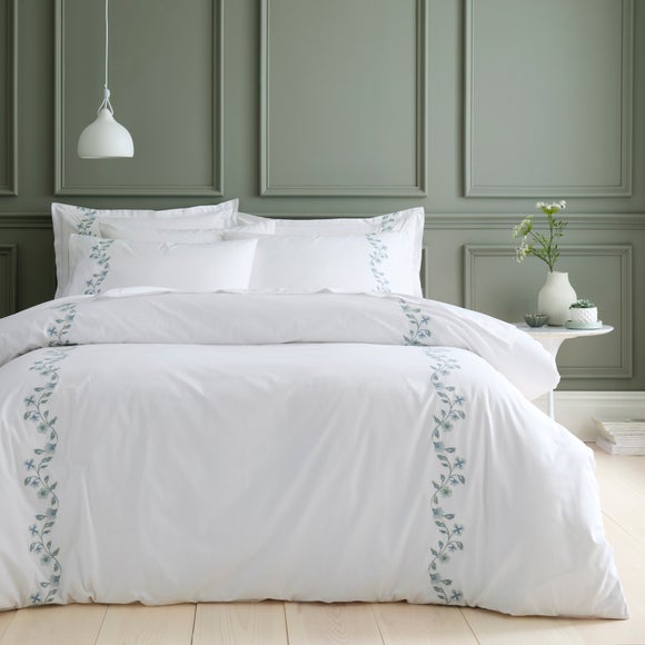 Birtley Embroidered 100% Cotton Duvet Cover & Pillowcase Set - image 1