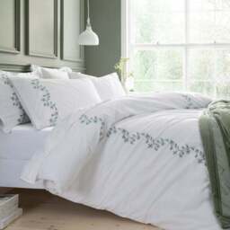 Birtley Embroidered 100% Cotton Duvet Cover & Pillowcase Set - thumbnail 6