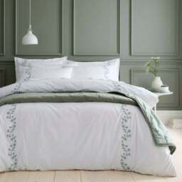 Birtley Embroidered 100% Cotton Duvet Cover & Pillowcase Set - thumbnail 5