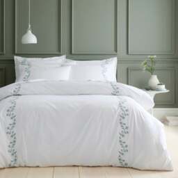 Birtley Embroidered 100% Cotton Duvet Cover & Pillowcase Set - thumbnail 1