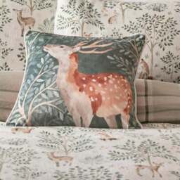 Dreams & Drapes Forest Animals Velvet Square Cushion - thumbnail 4