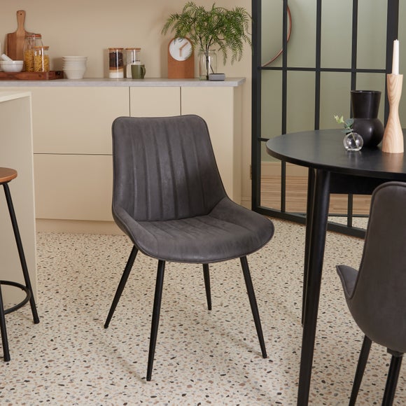 Set of 2 Zion Dining Chairs, Faux Suede - image 1