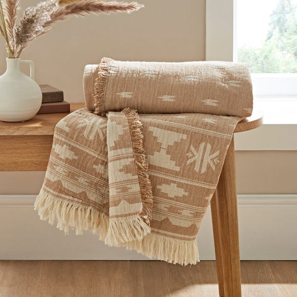 Matelasse Ikat Cotton Throw Blanket - image 1