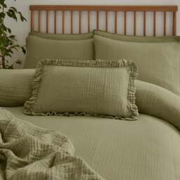Cotton Muslin Frilled Cushion Cover