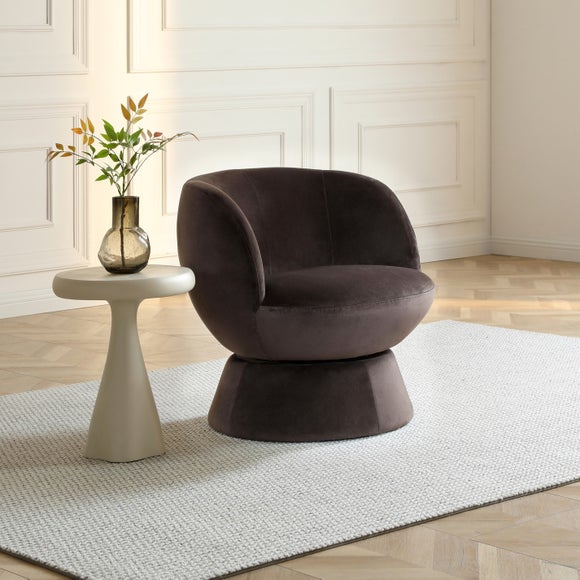Tulip Velvet Curved Swivel Accent Chair - image 1