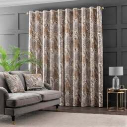Leaf Jacquard Eyelet Curtains - thumbnail 4