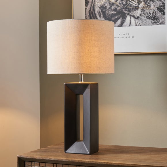 Block Tall Black Ceramic Table Lamp - image 1