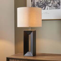 Block Tall Black Ceramic Table Lamp - thumbnail 1
