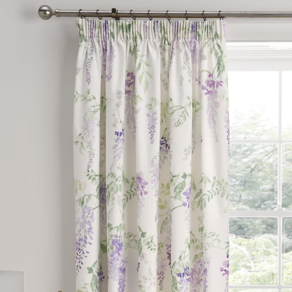 Wisteria Lilac 168 x 183cm Pencil Pleat Curtains With Tie Backs - image 1