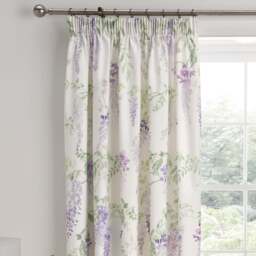 Wisteria Lilac 168 x 183cm Pencil Pleat Curtains With Tie Backs - thumbnail 1