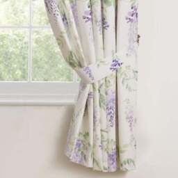 Wisteria Lilac 168 x 183cm Pencil Pleat Curtains With Tie Backs - thumbnail 4