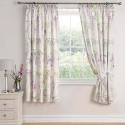 Wisteria Lilac 168 x 183cm Pencil Pleat Curtains With Tie Backs - thumbnail 2