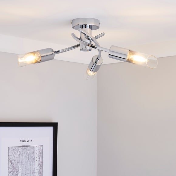 Corvus 3 Light Chrome Semi Flush Ceiling Light - image 1