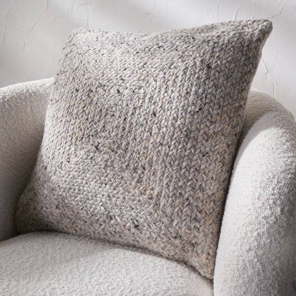 Set of 3 Warm Grey Tweed Square Scatter Cushions - image 1