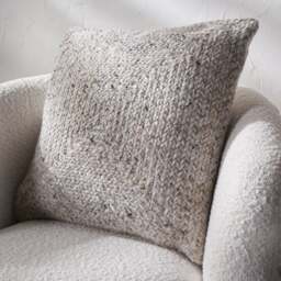 Set of 3 Warm Grey Tweed Square Scatter Cushions - thumbnail 1