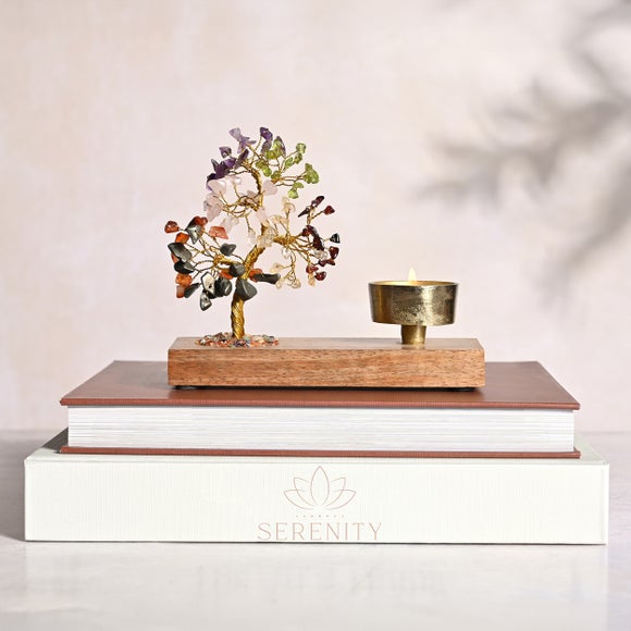Serenity 7 Chakras Gemstone Tree Tealight Holder - image 1