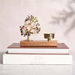 Serenity 7 Chakras Gemstone Tree Tealight Holder - thumbnail 1