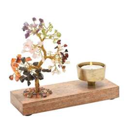 Serenity 7 Chakras Gemstone Tree Tealight Holder - thumbnail 2
