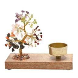 Serenity 7 Chakras Gemstone Tree Tealight Holder - thumbnail 3