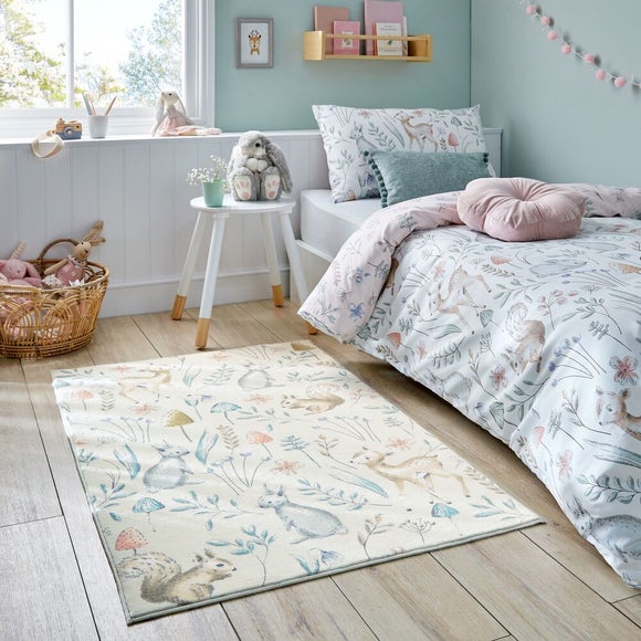 Woodland Animals Washable Faux Fur Rug - image 1