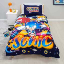 Sonic Liquid Polycotton Single Duvet Cover & Pillowcase Set - thumbnail 2