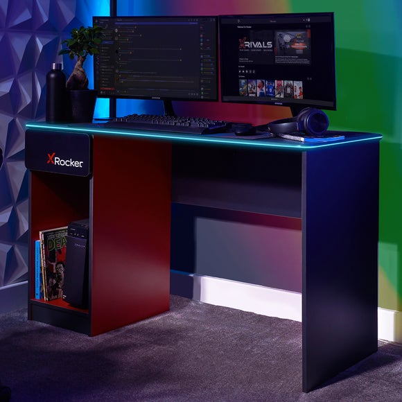X Rocker Carbon Tek Gaming Desk with Wireless Charging and Neo Fibre LED - image 1
