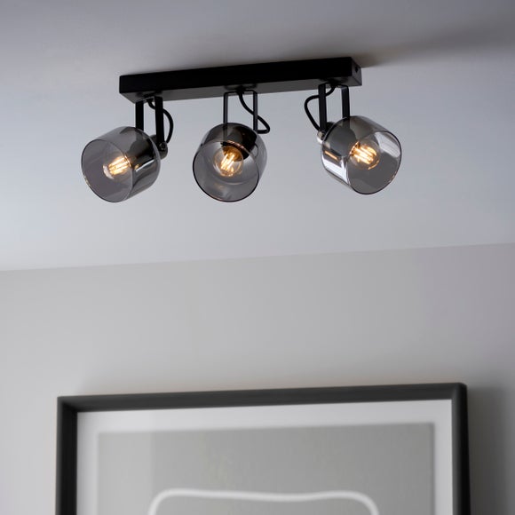 Palazzo Smoked Glass 3 Light Semi Flush Spotlight Bar - image 1