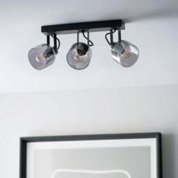 Palazzo Smoked Glass 3 Light Semi Flush Spotlight Bar - thumbnail 2