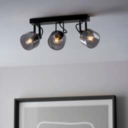 Palazzo Smoked Glass 3 Light Semi Flush Spotlight Bar - thumbnail 1
