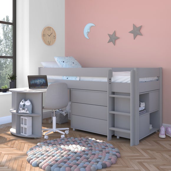 Uno Midsleeper With Pull Out Desk Chest of Drawers and Cube Unit Pine - image 1