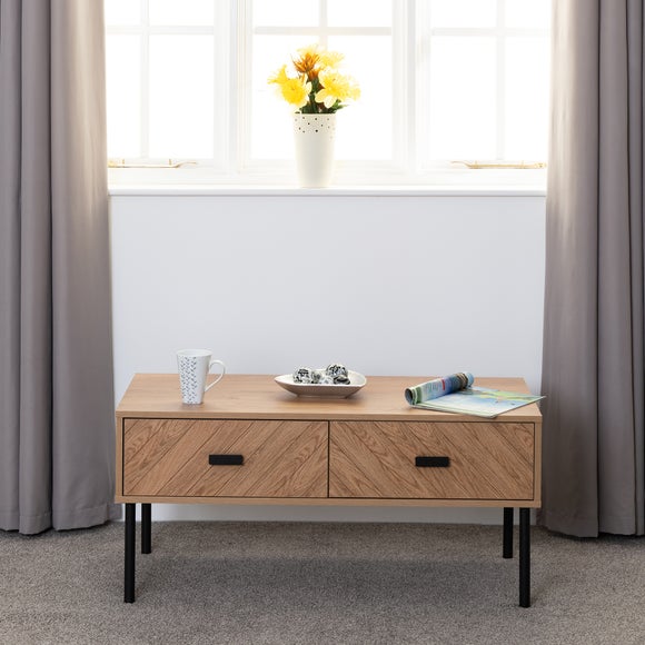 Leon 2 Drawer Coffee Table, Oak Effect - image 1
