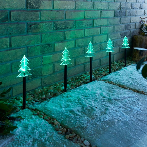 Set of 5 Christmas Tree Outdoor Floor Path Lights - image 1
