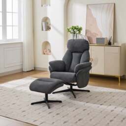 Edinburgh Faux Suede Swivel Chair with Footstool - thumbnail 1