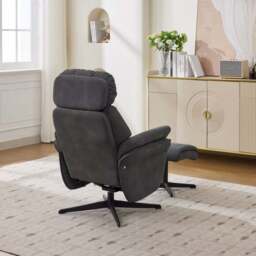 Edinburgh Faux Suede Swivel Chair with Footstool - thumbnail 3